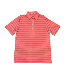 Criquet men’s salmon short sleeve polo shirt size medium Pima cotton golf preppy